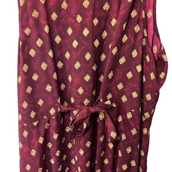 Blair NWT Long Vintage Dress Plus 3XL Dark Red Beige Geometric Diamond Patterned - Picture 4 of 6
